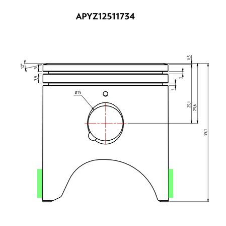 piston VHM Yamaha YZ125 2005 - 2024 / Fantic XX125 2021 - 2024 - Image 2